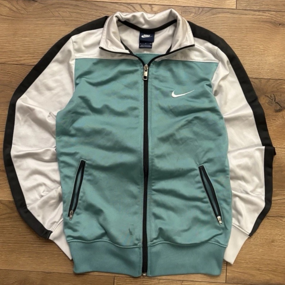 Nike Men's Green and White Windbreaker Jacket